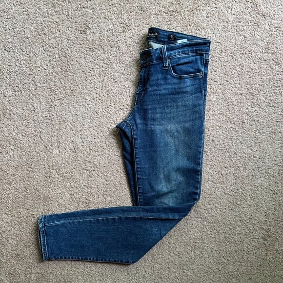Lucky Brand Women's Mid Rise Ripped Skinny Jeans Blue Size 27X27